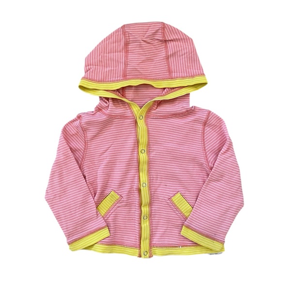 Patagonia Other - Patagonia - Pink Striped Baby Long sleeve Hoodie w/ snap closures - size 12-18mo
